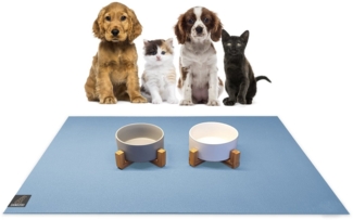Sanozoo Napfunterlage SANOZOO® - Futtermatte Set: 2 x 30 x 40 cm Hellblau, 2-St, für Hunde & Katzen in Eckig, Rund, Halbrund oder Eckrund