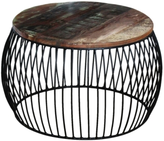 Couchtisch, Sofatisch Rund Altholz Massiv 68x37 cm