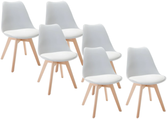 Vente-unique - Stuhl 6er-Set - Polypropylen & Buche - Hellgrau - JODY