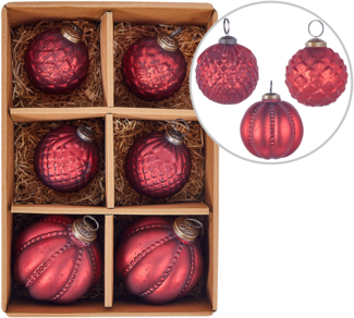 Weihnachtskugel 6er Set ARGENTIN Glas Rot