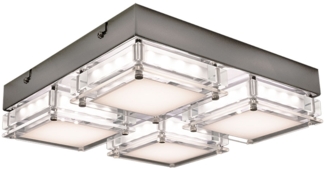 LED Deckenlampe, 4-flammig, Metall Glas, chrom, L 28 cm