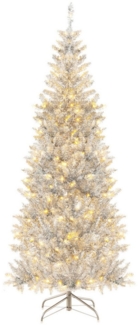 COSTWAY Künstlicher Weihnachtsbaum, 180cm mit 300 LEDs & 790 Spitzen, silber