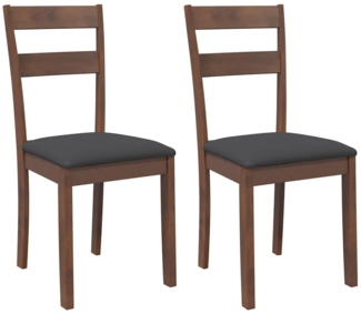 vidaXL Esszimmerstühle mit Kissen 2 Stk. Braun Massivholz Gummibaum 4102381