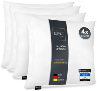 LILENO HOME Microfaserkissen - geeignet für Allergiker, in verschiedenen Größen - Made in Germany, Füllung: 100% Polyester, Rückenschläfer, Seitenschläfer, Bauchschläfer, Set, 4er Set, Kopfkissen 60x60 cm mit Reißverschluss, als Bettkissen oder Dekokissen