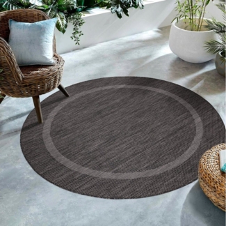 SIMPEX24 Outdoorteppich Unicolor - Einfarbig, Rund, Höhe: 5 mm, Rund Outdoor Teppich Wetterfest Balkon Küchenteppich Flachgewebe