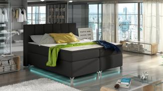 Basilio LED 180x200, Box Springs mit Beleuchtung, Schwarz