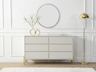 Vente-unique - Kommode mit 6 Schubladen - MDF & Metall - Beige & Goldfarben - KORASA von Pascal Morabito