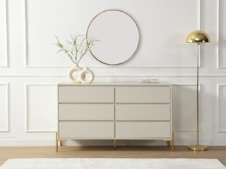 Vente-unique - Kommode mit 6 Schubladen - MDF & Metall - Beige & Goldfarben - KORASA von Pascal Morabito