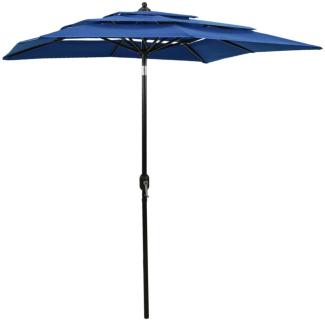 vidaXL Sonnenschirm mit Aluminium-Mast 3-lagig Azurblau 2x2 m 313851