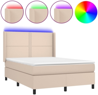 vidaXL Boxspringbett mit Matratze & LED Cappuccino-Braun 140x190cm 3139324