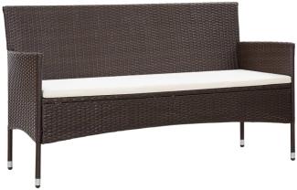 vidaXL Gartensofa 3-Sitzer mit Kissen Braun Poly Rattan 318499