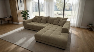 Massivart® Ecksofa Cord 300x215 cm / Nosagfederung / Cordsofa / ARTEMIS, inkl. Kissen-Set · frei im Raum stellbar
