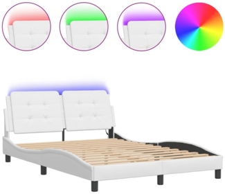 vidaXL Bettgestell mit LED ohne Matratze "Zadar" Weiß 120x200 cm Kunstleder 3214097