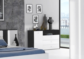 Kommode TALLIS schwarz Eiche/weiß