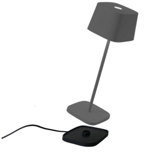 Zafferano - Ofelia Pro Kabellose LED-Tischleuchte aus Aluminium, dimmbar, IP65-Schutz, Indoor/Outdoor Benutzung, EU-Stecker - Höhe: 29cm (Dunkelgrau), LD0870N3 [Energieklasse A+++]