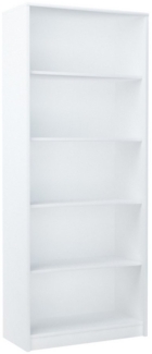 Home Collective Bücherregal mit 5 Ebenen Regal in matter Ausführung 74 cm breit, Standregal, in mattem Finish Aktenschrank, ideal für Schlafzimmer, Wohnzimmer, Flur, Regal 74 cm breit, Standregal mit 4 Einlegeböden weiß