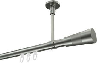 Innenlauf-Gardinenstangen-Set Sonette Tanara 280 cm (geteilt in 2x140 cm), 1-läufig, 20 mm Ø Edelstahl-Optik