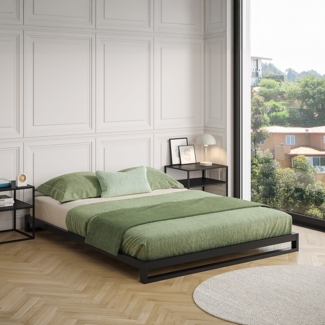 skølm 'Vidar' Bett 160x200 cm, Metall, schwarz, Höhe 15 cm hoch, Doppelbett mit Lattenrost