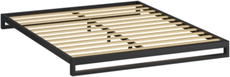 skølm 'Vidar' Bett 160x200 cm, Metall, schwarz, Höhe 15 cm hoch, Doppelbett mit Lattenrost