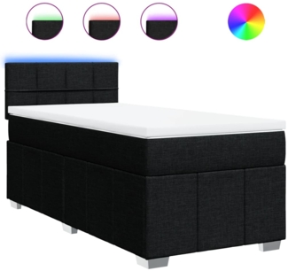 vidaXL Boxspringbett mit Matratze Schwarz 90x200 cm Stoff 3289253