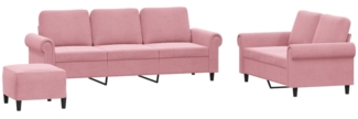 vidaXL 3-tlg. Sofagarnitur mit Kissen Rosa Samt 3202263