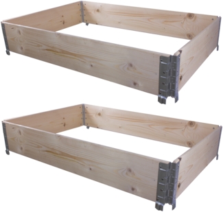 BigDean 2x Hochbeet Palettenrahmen 120x80x20cm groß - Holzrahmen faltbar, steckbar & stapelbar - ideal für Pflanzen, Blumen, Obst, Gemüse & Kräuter