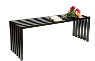 DanDiBo 'Ela' Gartenbank, Wetterfest, Metall/Eisen Schwarz, 43,5 x 36 x 117 cm