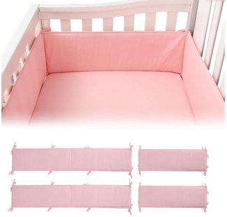 Refined Living Bettnestchen Bettumrandung 4-tlg für Kinderbett Babybett Nestchen für Kantenschutz, (Kopfschutz Gitterbett Schutz Atmungsaktive Polsterung Rausfallschutz, Abnehmbar Babybett Leitplanke Stoßstange 132*24.5cm 68.5*24.5cm), Geschenke für Ne...