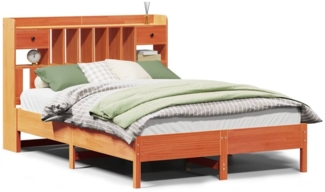 vidaXL Massivholzbett mit Regal ohne Matratze Wachsbraun 140x190 cm 3322923