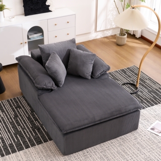Großes Cord Sofa Cloud Form, rahmenloses Loungesofa,High-Density Schaum, kein Aufbau, 177x122cm,ergonomisch,weich,Grau