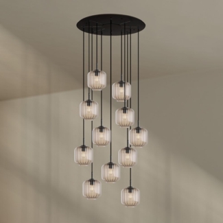 s.luce Velo 12-flammige Galerieleuchte Ø 80cm Baldachin Ø 20cm Klar, Schwarz