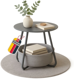 Coemo Beistelltisch Kosi mit Canvas Korb und 2 Ebenen in Grau