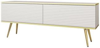 MOEBLO TV-Board Dayn Wave new (Lowboard Fernsehtisch TV Bank TV Tisch Fernseher Tisch TV Möbel, goldene/schwarze Metallbeine), 135/175 x 30 x 32