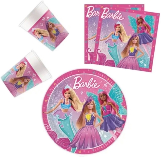 Barbie Kindergeschirr-Set Barbie and Friends Kinder Geburtstag Deko Set 36tlg. Geschirr Partyset (36-tlg), 8 Personen, Pappe