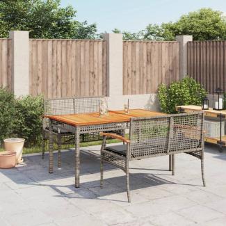 vidaXL 3-tlg. Garten-Essgruppe mit Kissen Grau Poly Rattan 3213575