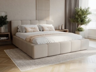 Compleo Polsterbett modern und elegant, Designerbett, Wolkenbett LARAS, mit Bettkasten und Lattenrost