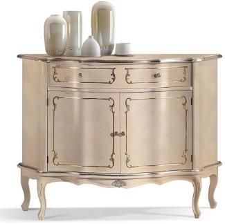 Casa Padrino Luxus Barock Sideboard Beige / Silber / Gold - Prunkvoller Massivholz Schrank mit 2 Türen und Schublade - Barock Wohnzimmer & Hotel Möbel - Luxus Qualität - Made in Italy