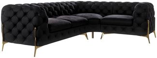 S-Style Möbel Ecksofa Ashley, Chesterfield mit Goldenen Metall Füßen, Wellenfederung