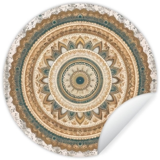 MuchoWow Wandsticker Blumen - Mandala - Vintage - Braun - Hippie (1 St), Wandtattoo Selbstklebend, Wohnzimmer Deko Aufkleber, 30x30 cm