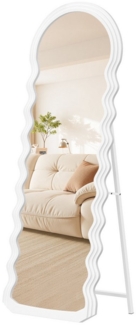 SONGMICS Ganzkörperspiegel, 160 x 50 cm, Standspiegel, wellenförmiges Design, mit Ständer, freistehend, MDF-Rahmen, für Schlafzimmer, Wohnzimmer, Eingangsbereich, wolkenweiß