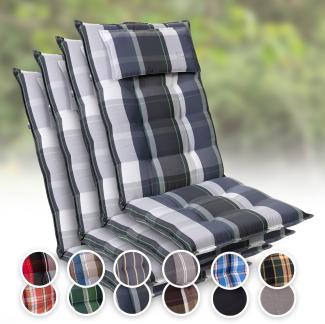 Sylt Polsterauflage Sesselauflage Kopfkissen Polyester 50 x 120 x 9 cm Blau kariert