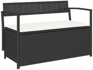 vidaXL Gartenbank mit Stauraum und Kissen Schwarz Poly Rattan 4103836