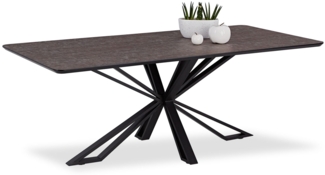Esstisch Wohnzimmertisch 200x100 cm Tisch Esszimmertisch Metall Schwarz Braun Massiv Küchentisch Industrial Style