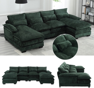 LVHOM Loungesofa 261x134x82 cm, frei Kombination, 4-6 Personen, inkl. 4 Polster als Geschenk, Polsterecke/Relaxliege/Chaiselongue/Big-Sofa, Modernes 4-Sitzer-Sofa, Max. 6 Personen, U-förmiges Sofa, luxuriösem Chenille-Stoff