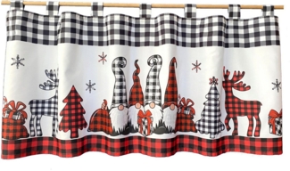 Weckbrodt Scheibengardine Wichtel + Hirsch (1 St), Schlaufen, blickdicht, Bistro, Microsatin, Weihnachten, HxB 45x120cm, Gardine, Store