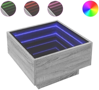 vidaXL LED-Couchtisch Grau Sonoma 50x50x30 cm Holzwerkstoff 847509