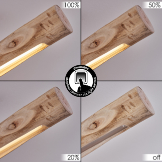 hofstein Deckenleuchte »Licata« dimmbare Deckenlampe aus Metall und Holzstab in Schwarz/Natur, 3000 Kelvin, 15 Watt, 1062 Lumen, dimmbar über herkömmlichen Lichtschalter