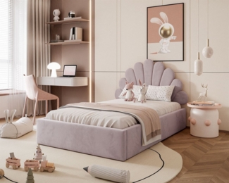 Lookway Polsterbett ASHLEY mit Muschel-Kopfteil und Bettkasten (Bett mit Metallgestell), 4 Größen und Farben