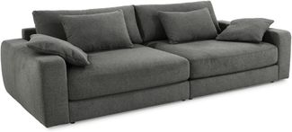 Big-Sofa 290 cm breit Federkern Lounge Couch extratief in Flachgewebe Dunkelgrau