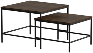 Vicco Couchtisch-Set Eiche rustikal/Schwarz 60x60 cm 2 Teile, Ramio